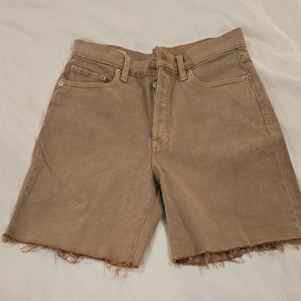 Tan Denim Cutoff Shorts
